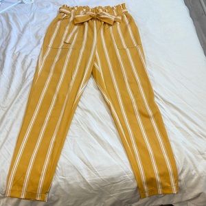 Yellow pants with white stripes